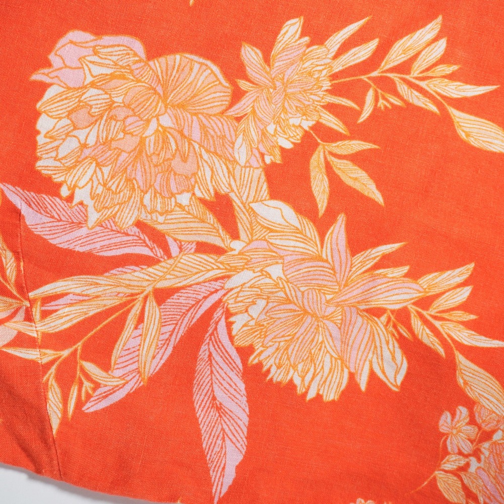 Cynthia Rowley 100% Linen Button Down Shirt Orange Floral Blouse Plus 2X 3X - Picture 7 of 9